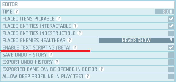 Game Settings Enable Text Scripting